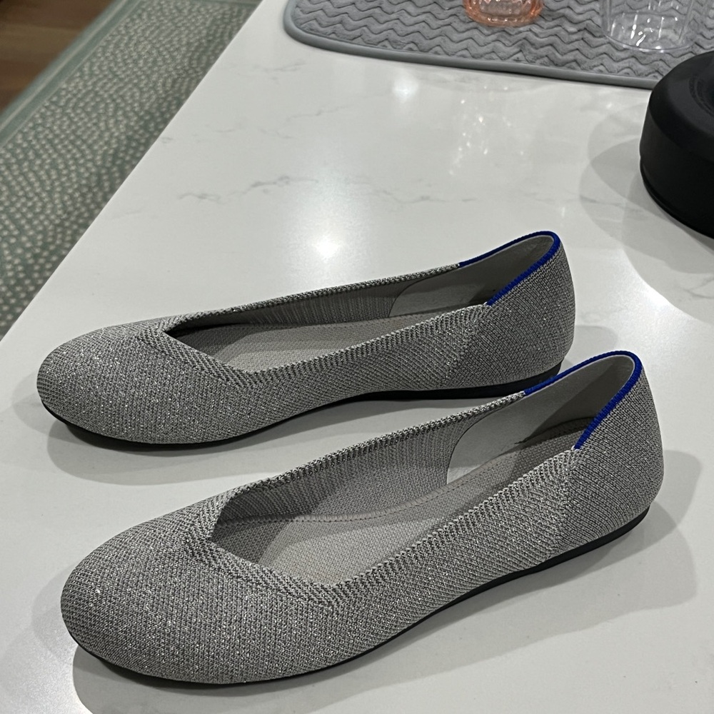 Sparkle Gray Women's Round Toe Flats